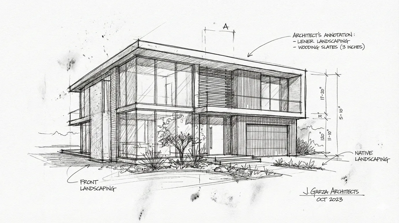 Architectural sketch of modern house